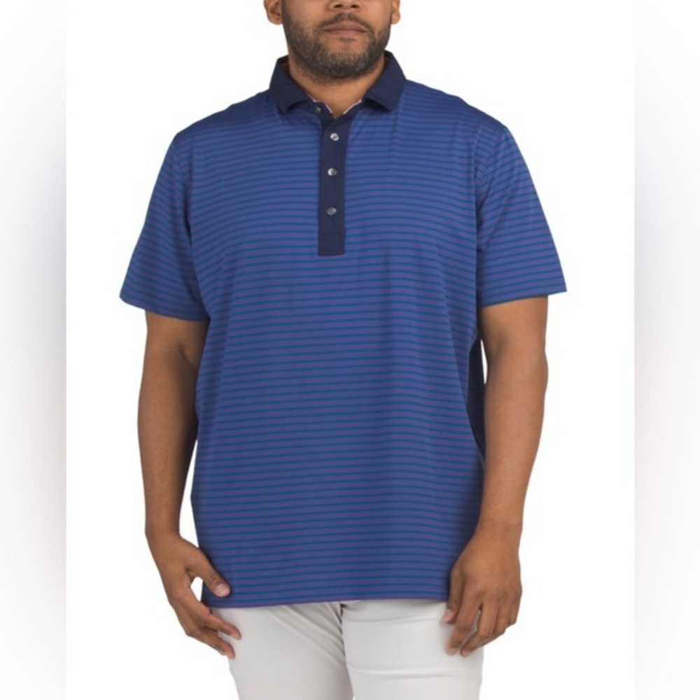 Greyson Blue Striped Polo Shirt